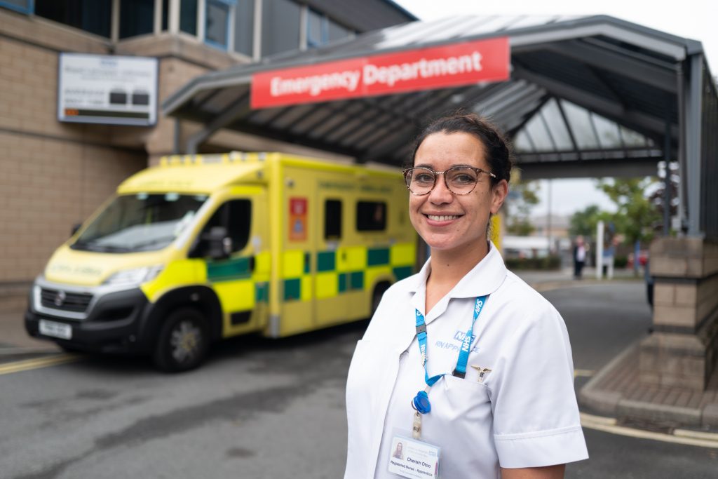 Cherish Otoo outside the RLI Emergency Department when she was a student nurse.jpg