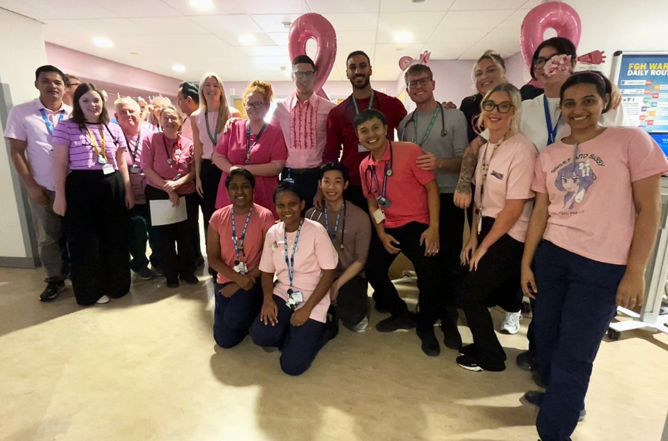 Furness General Hospital Stroke team wearing pink